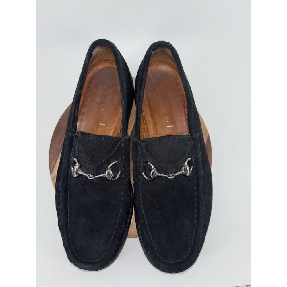 Gucci Men horsebit Loafers slipon US8 1/2D Black suede lug sole solid Gorgeous - Picture 7 of 16